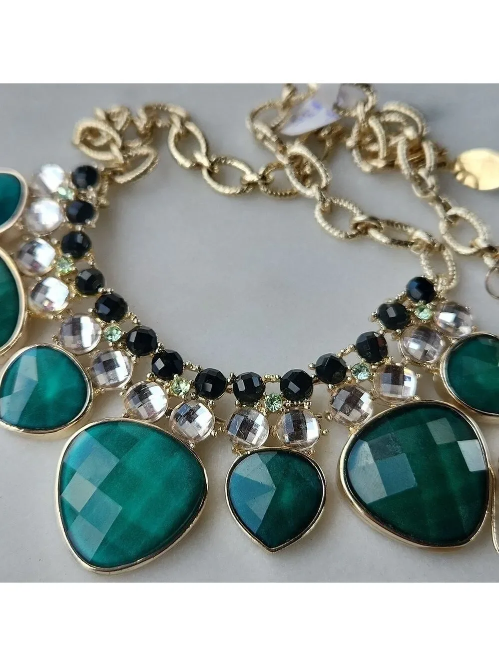 White House Black Market Teal and Gold Necklace Set